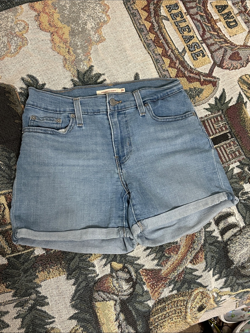 Levi's Light Blue High-Rise Denim Shorts